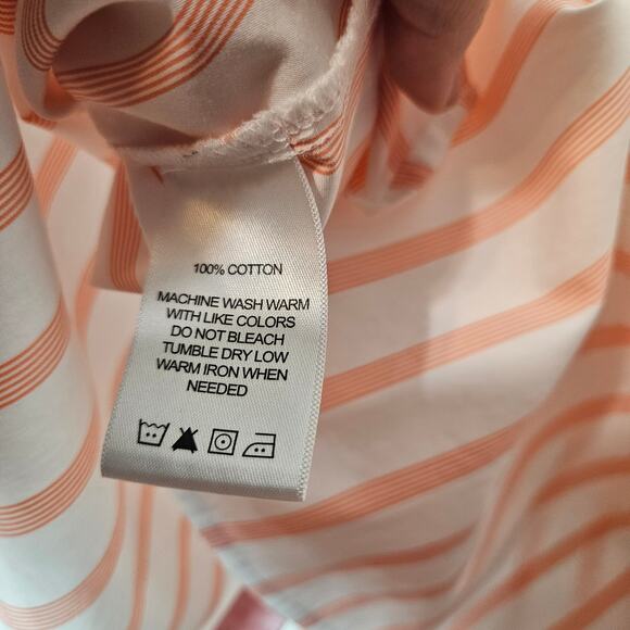Foxcroft Orange Vertical striped size 16 button down non-iron shirt blouse - Picture 6 of 7
